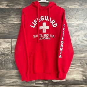 Red Santa Monica Lifeguard Hoodie size M.